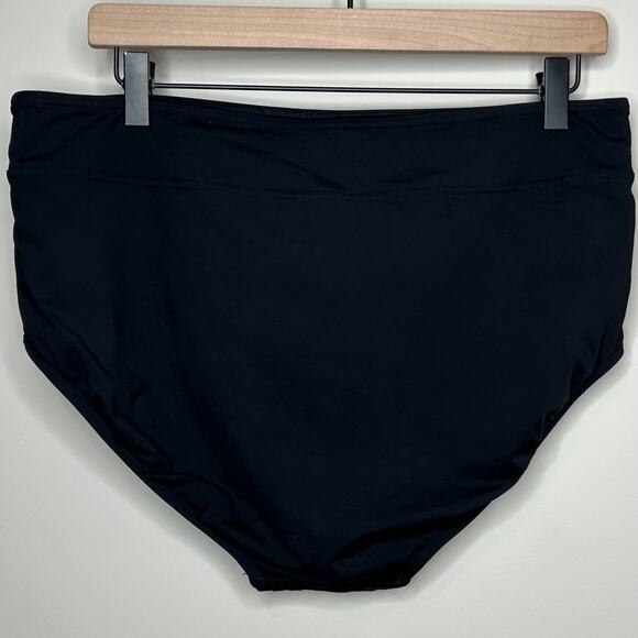 Lands End Black Chlorine Resistant High Waisted Bikini Swim Bottoms Size 14 - Picture 3 of 5